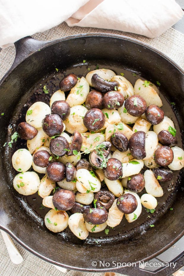Roasted Mushrooms & Onions in Wine Butter Sauce - No Spoon Necessary