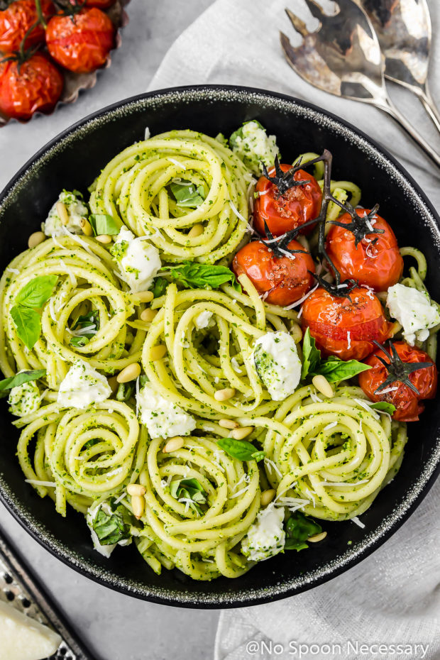 Arugula Pesto Pasta & Blistered Tomatoes - No Spoon Necessary