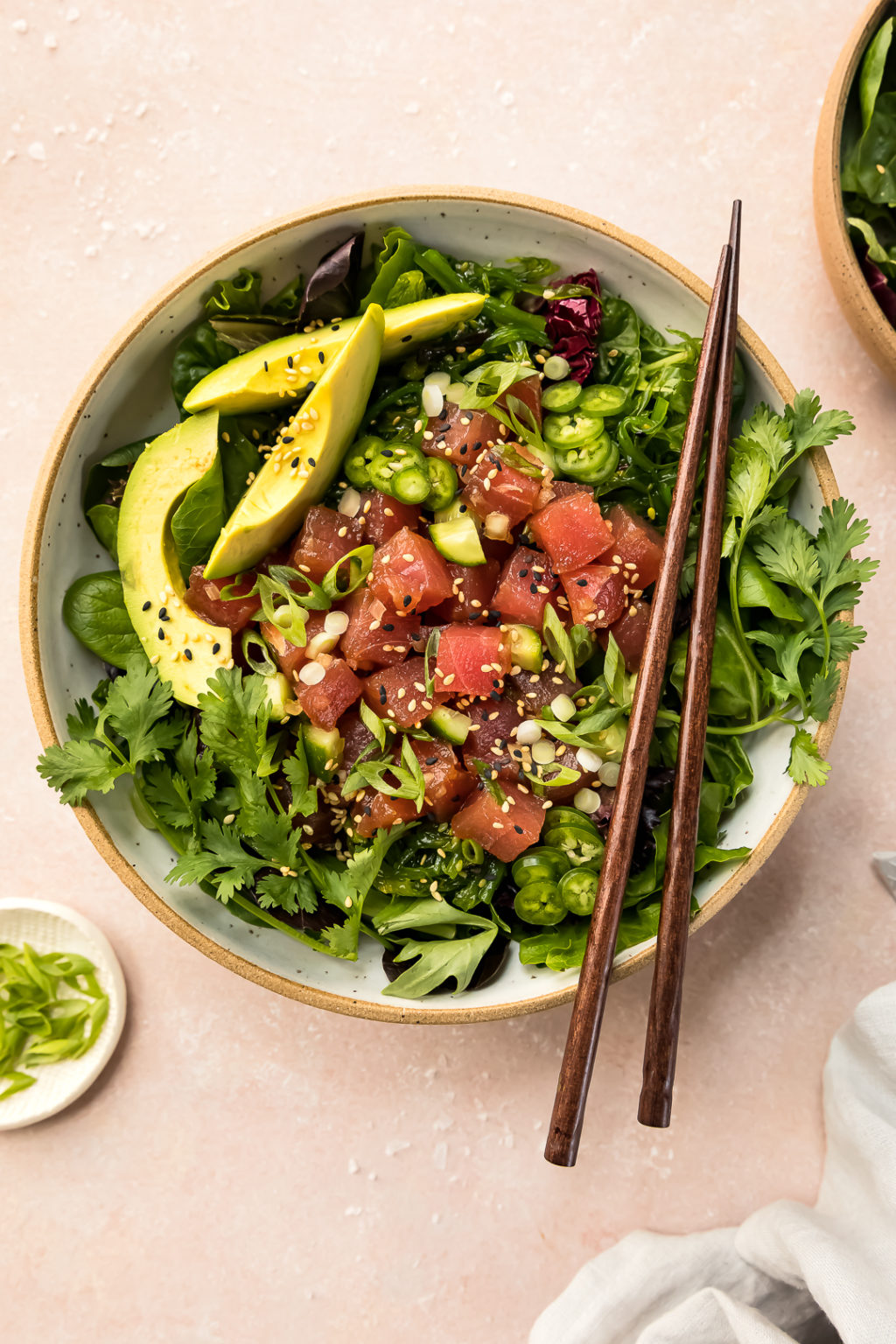 Avocado Tuna Poke Salad Bowl - No Spoon Necessary