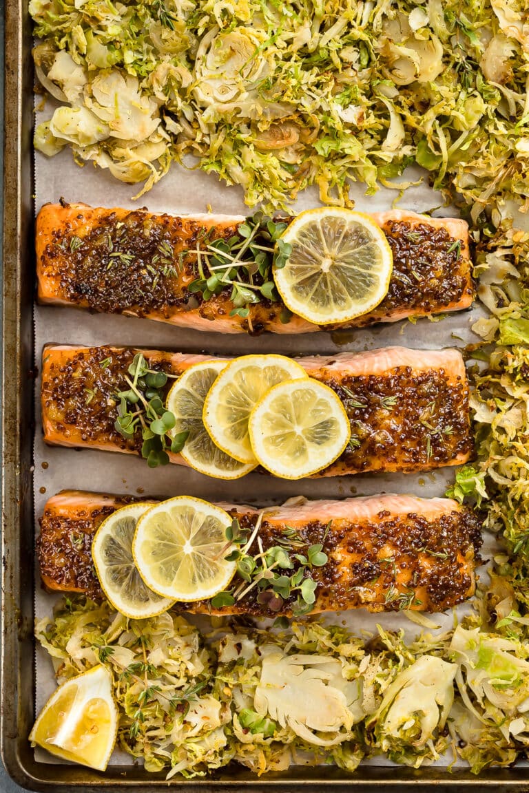 Honey Dijon Salmon with Brussel Sprouts - No Spoon Necessary