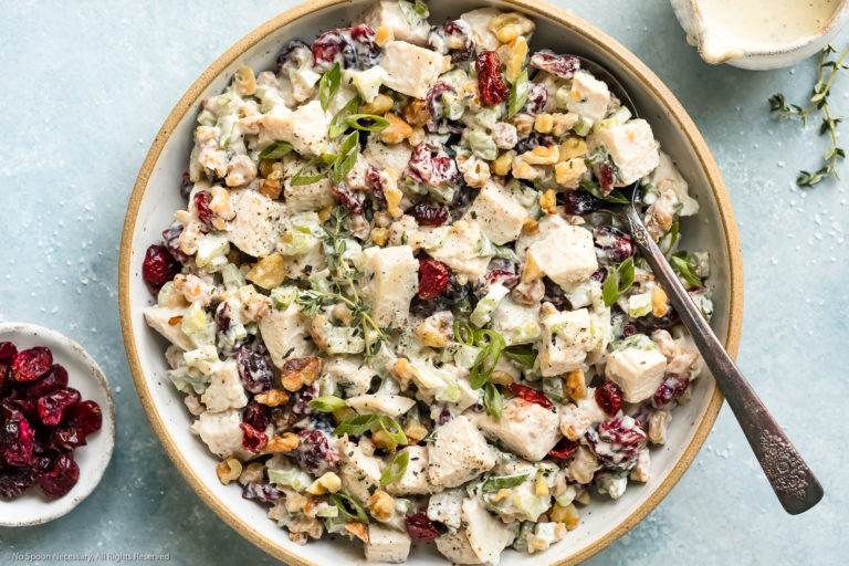 Sweet Spicy Curry Chicken Salad with Cranberries and Red Onions 