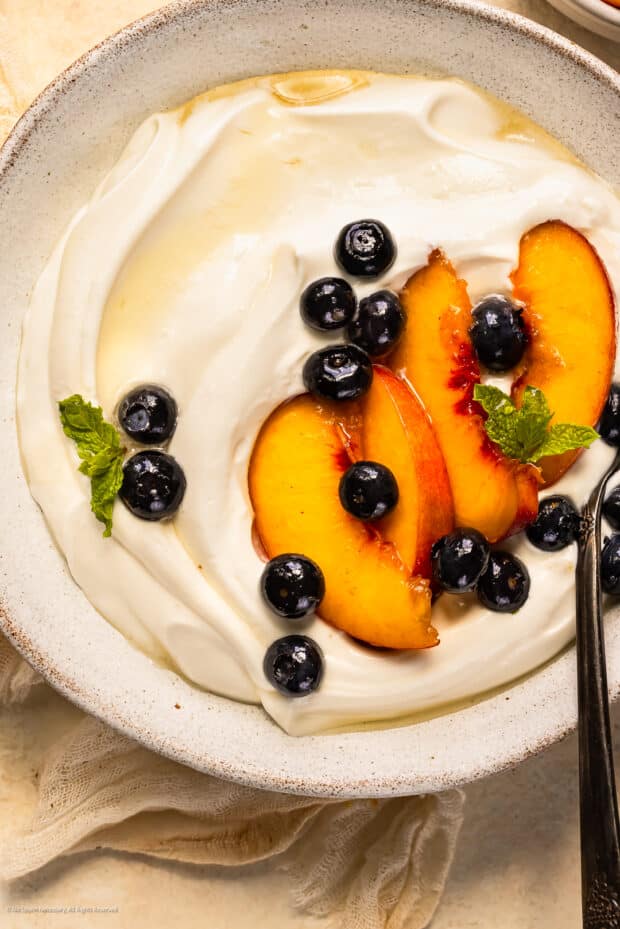 Whipped Greek Yogurt (healthy snack or dessert!) - No Spoon Necessary